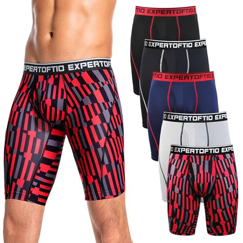 Expertoftio Boxershorts Herren Lang Sport Lange Unterhosen Bein 9-Zoll Kompressionsshorts Pack Funktionsunterwäsche Männer mit Eingriff von Expertoftio