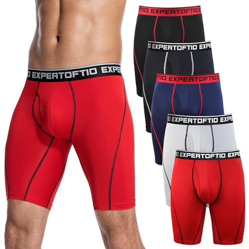 Expertoftio Boxershorts Herren Lang Sport Lange Unterhosen Bein 9-Zoll Kompressionsshorts Pack Funktionsunterwäsche Männer mit Eingriff von Expertoftio