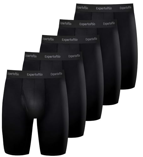Expertoftio Lange Boxershorts Herren Lang Unterhosen Männer Bein 5er Pack Sport Funktionsunterwäsche Männer mit Eingriff Schnell Trocknende von Expertoftio