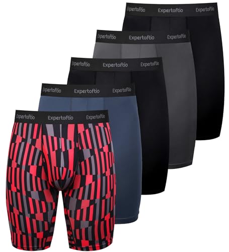 Expertoftio Lange Boxershorts Herren Lang Unterhosen Männer Bein 5er Pack Sport Funktionsunterwäsche Männer mit Eingriff Schnell Trocknende von Expertoftio