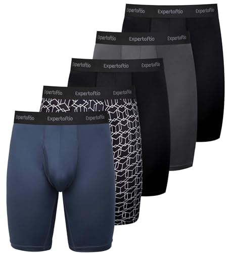 Expertoftio Lange Boxershorts Herren Lang Unterhosen Männer Bein 5er Pack Sport Funktionsunterwäsche Männer mit Eingriff Schnell Trocknende von Expertoftio
