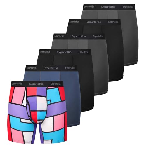 Expertoftio Sport Boxershorts Herren Langes Funktionsunterwäsche 6er Pack Kompressionsshorts Unterhosen Männer mit Eingriff von Expertoftio