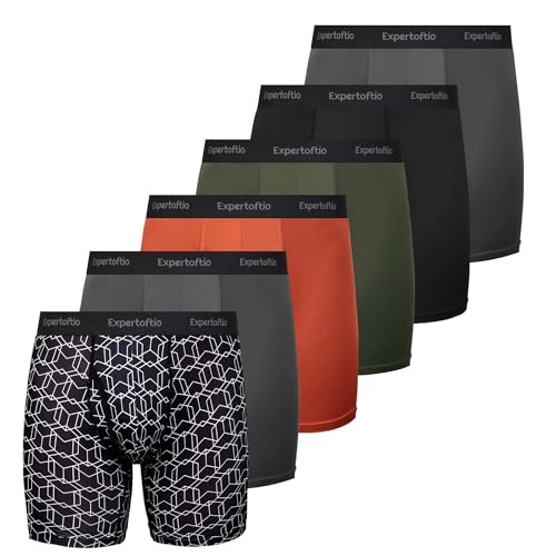 Expertoftio Sport Boxershorts Herren Langes Funktionsunterwäsche 6er Pack Kompressionsshorts Unterhosen Männer mit Eingriff von Expertoftio