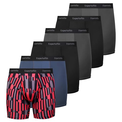 Expertoftio Sport Boxershorts Herren Langes Funktionsunterwäsche 6er Pack Kompressionsshorts Unterhosen Männer mit Eingriff von Expertoftio