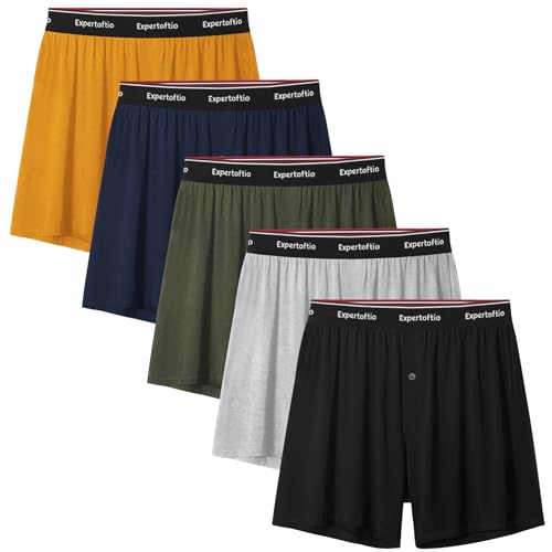 Expertoftio Weich Lockere Boxershorts Herren aus Bambus Viskose für Männer Unterhosen Klassische Boxers mit Weitem Schnitt, 5ER-Pack, Groß von Expertoftio