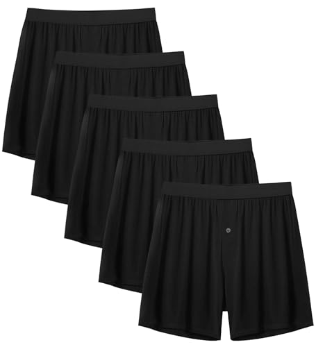 Expertoftio Weich Lockere Boxershorts Herren aus Bambus Viskose für Männer Unterhosen Klassische Boxers mit Weitem Schnitt, SCHWARZ 5ER Pack, X-Groß von Expertoftio