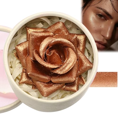 3D-Rouge Und Highlighter in Rosenform, Creme-Zu-Puder-Blumenblüten-Rouge, Make-up-Geschenk Für Frauen, Weiches, Natürliches Nude-Finish, Schimmerndes, Aufbaubares Gesichtsrouge(#3) von Explcior