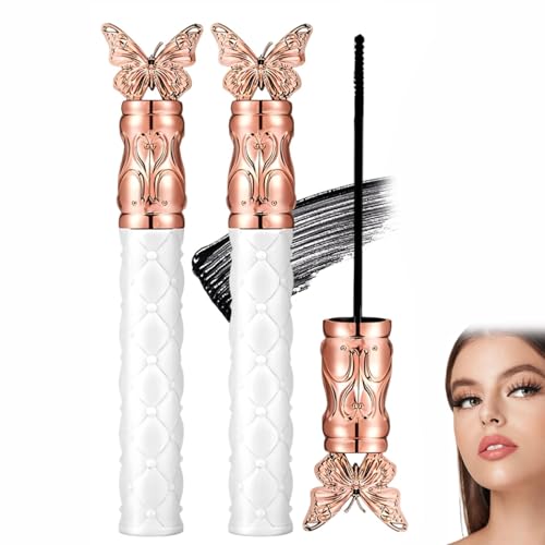 Mascara Schwarz Wimperntusche Primer Dick Geschwungen Langanhaltend für Volumengebende Verlängerung Definierende Wasserfeste 3D-Schwingung Vervielfältigung Wimpern Damen Make Up(2pcs) von Explcior