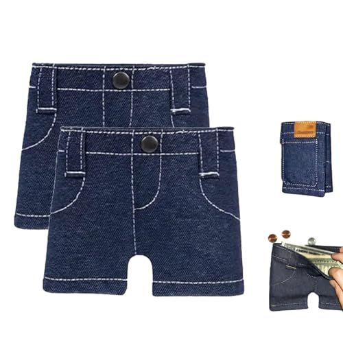 Mini-Jeans-Geldbörse mit Hosentasche, kleine zweifach gefaltete Geldbörse aus blauem Denim für Damen und Herren, kompakter Kreditkartenhalter und Geld-Organizer, lustiges Scherzgeschenk(2pcs) von Explcior