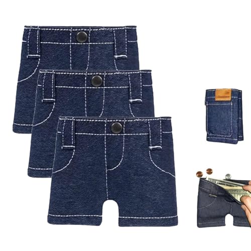 Mini-Jeans-Geldbörse mit Hosentasche, kleine zweifach gefaltete Geldbörse aus blauem Denim für Damen und Herren, kompakter Kreditkartenhalter und Geld-Organizer, lustiges Scherzgeschenk(3pcs) von Explcior
