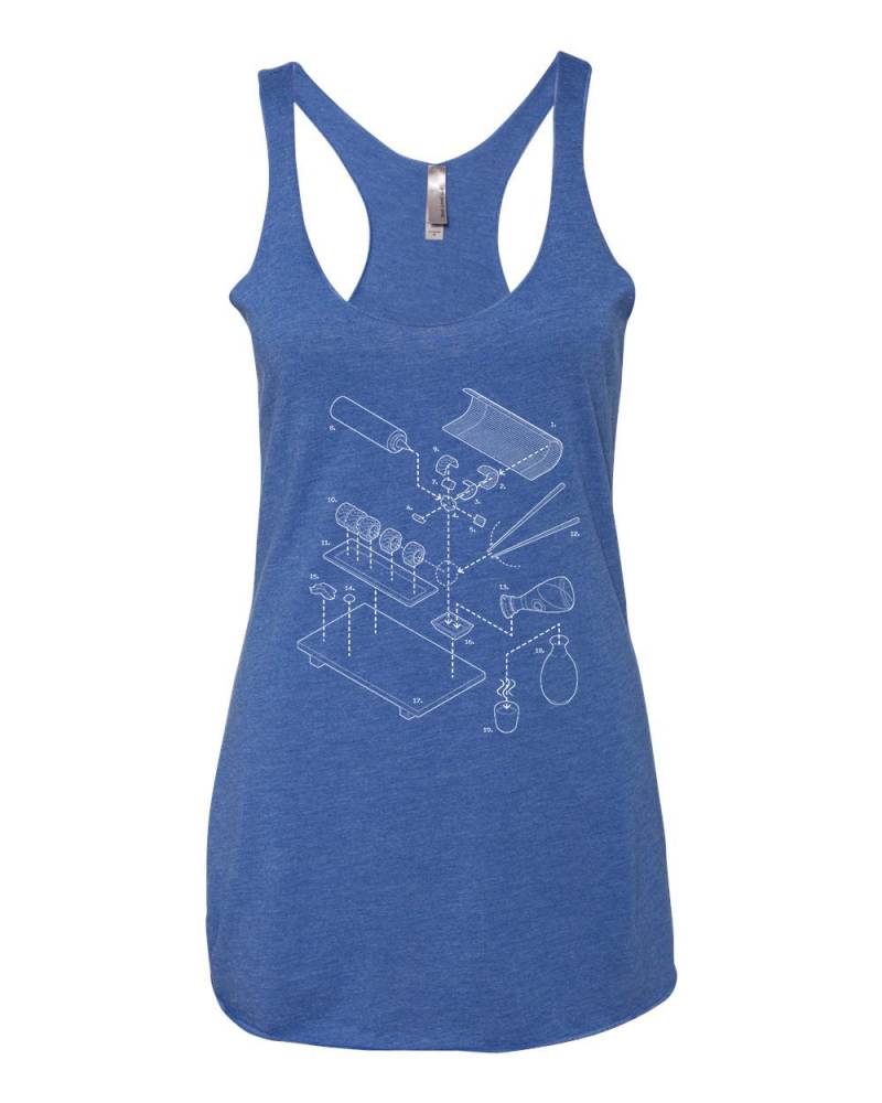 Aufgelöste Sushi Frauen Racerback Tank von ExplodedDesigns
