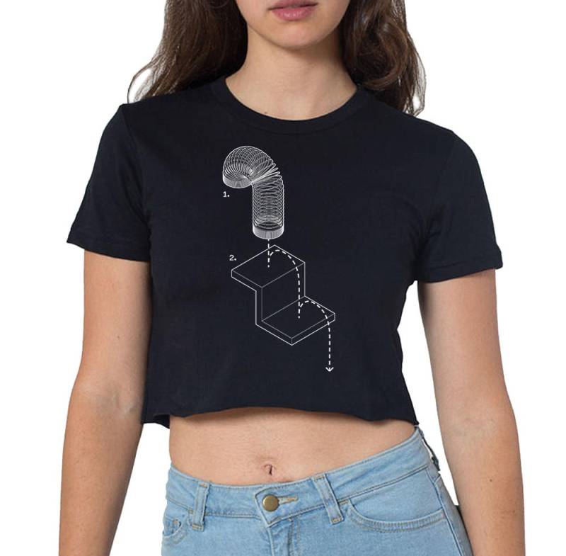 Aufgelöster Slinky Frauen Beschnitten T-Shirt von ExplodedDesigns