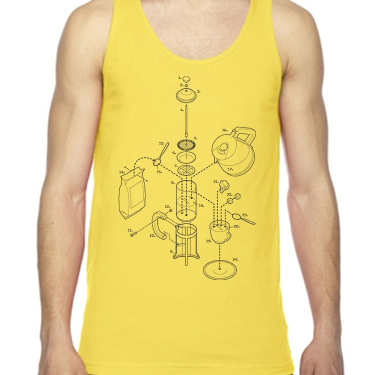 Explodierte Französisch Presse Unisex Tank-Top von ExplodedDesigns
