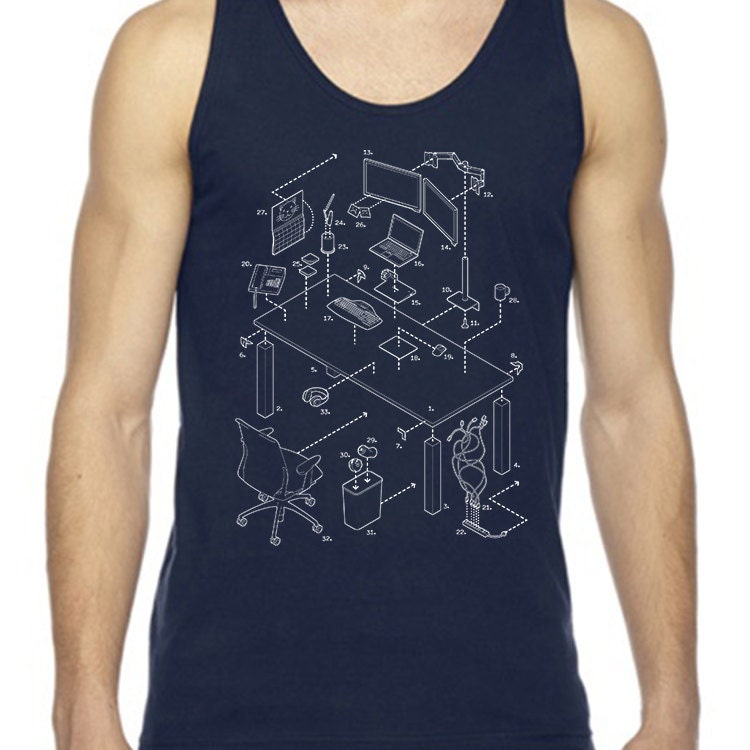 Explodierte Moderne Arbeitsbereich Unisex Tank-Top von ExplodedDesigns
