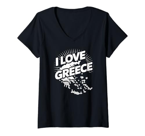 Damen Ich Liebe Griechenland-Design für Reiseliebhaber T-Shirt mit V-Ausschnitt Damen Ich Liebe Griechenland-Design für Reiseliebhaber T-Shirt mit V-Ausschnitt von Explore Passionate Greece Travel Adventure