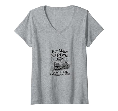 Damen Heißes Durcheinander T-Shirt mit V-Ausschnitt Damen Heißes Durcheinander T-Shirt mit V-Ausschnitt von Express Yourself Tees