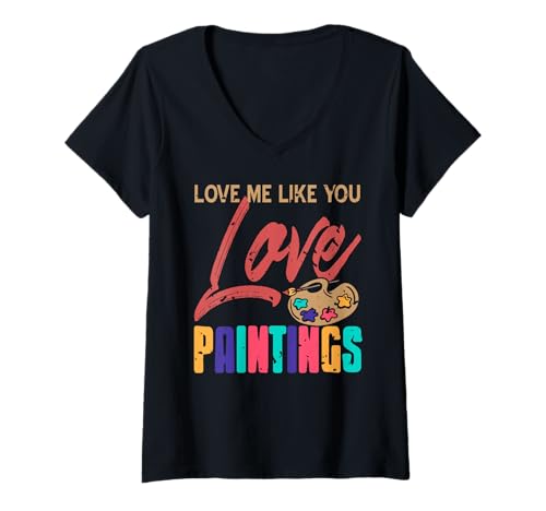 Damen Aime-moi Comme tu aimes Les Couleurs créatives T-Shirt mit V-Ausschnitt Damen Aime-moi Comme tu aimes Les Couleurs créatives T-Shirt mit V-Ausschnitt von Expression Passionnée Peinture
