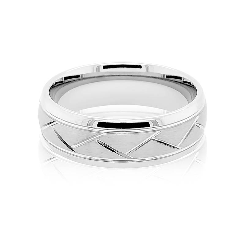 Gunmetal Groove Hochzeit Band | Wolframcarbid Wide Comfort Fit Herren-Hochzeitsband Art-Deco-Hochzeit von ExpressionJewelers