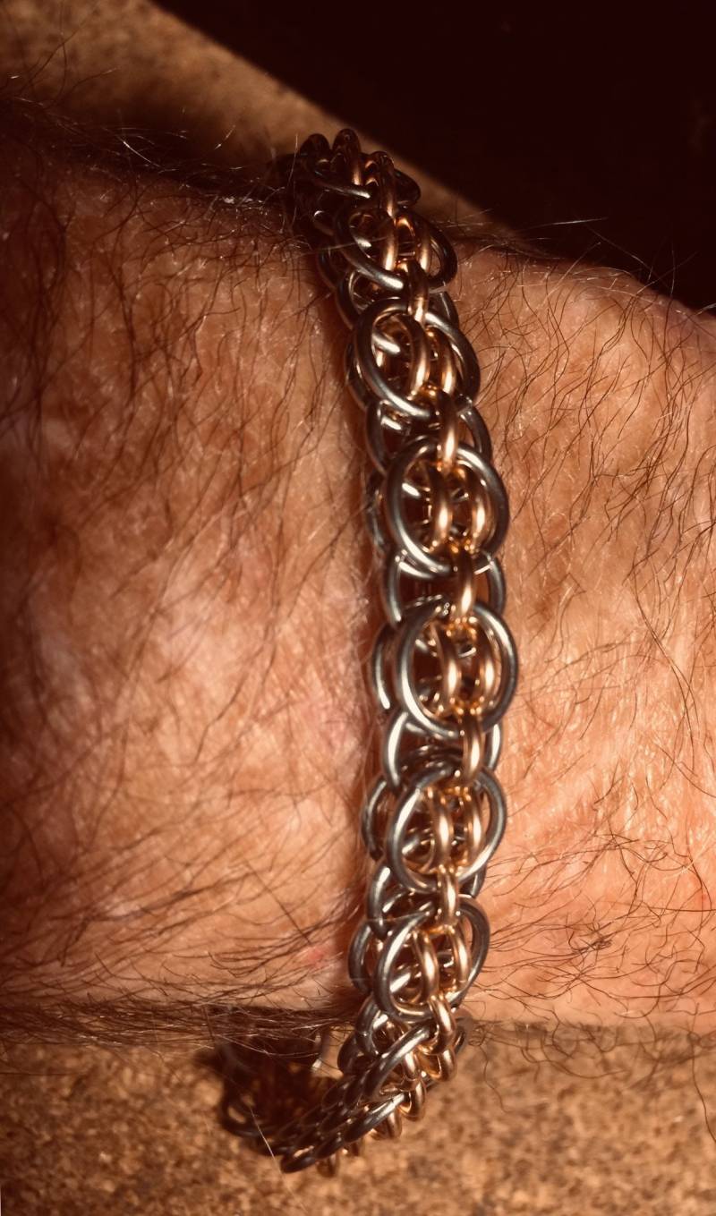 Handgemachtes Chainmaille Armband, Drahtschmuck, Unisex Edelstahl Und Bronze von ExpressionsinChain