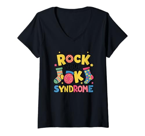 Damen Welt-Down-Syndrom-Tag: Rock Your Socks T-Shirt mit V-Ausschnitt Damen Welt-Down-Syndrom-Tag: Rock Your Socks T-Shirt mit V-Ausschnitt von Expressive Support Down Syndrome Awareness