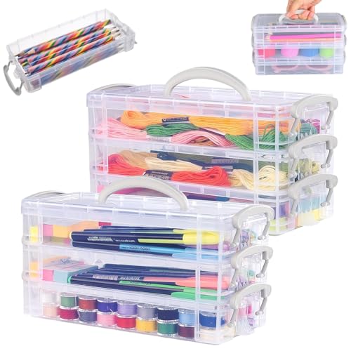 Exquilnova Stifte Organizer mit Griffen 2 Satz von 3 Tier stapelbar, Stiftebox mit Snap Deckel, Abnehmbares Sortierbox. Aufbewahrung von Schreibwaren, Pinsel, Bastelmaterial und Kleinteile Exquilnova Stifte Organizer mit Griffen 2 Satz von 3 Tier stapelbar, Stiftebox mit Snap Deckel, Abnehmbares Sortierbox. Aufbewahrung von Schreibwaren, Pinsel, Bastelmaterial und Kleinteile von Exquilnova