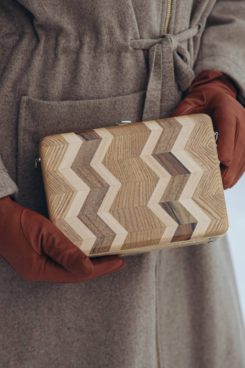 Handgefertigte Holz Umhängetasche 3D Design Clutch von ExquisiteWoodenStore