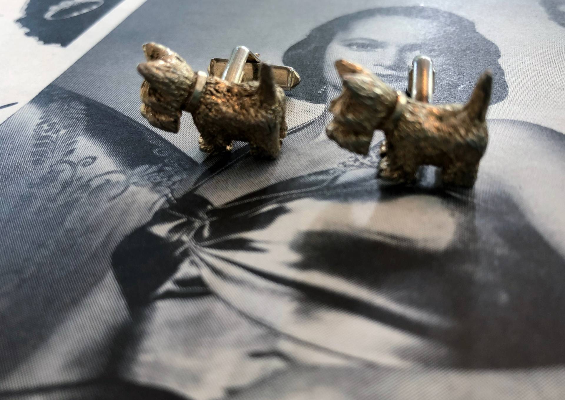 Bräutigam/Groomsmen - Vintage Swank Mini Scottie Hund Manschettenknöpfe von ExquisitelyBridal