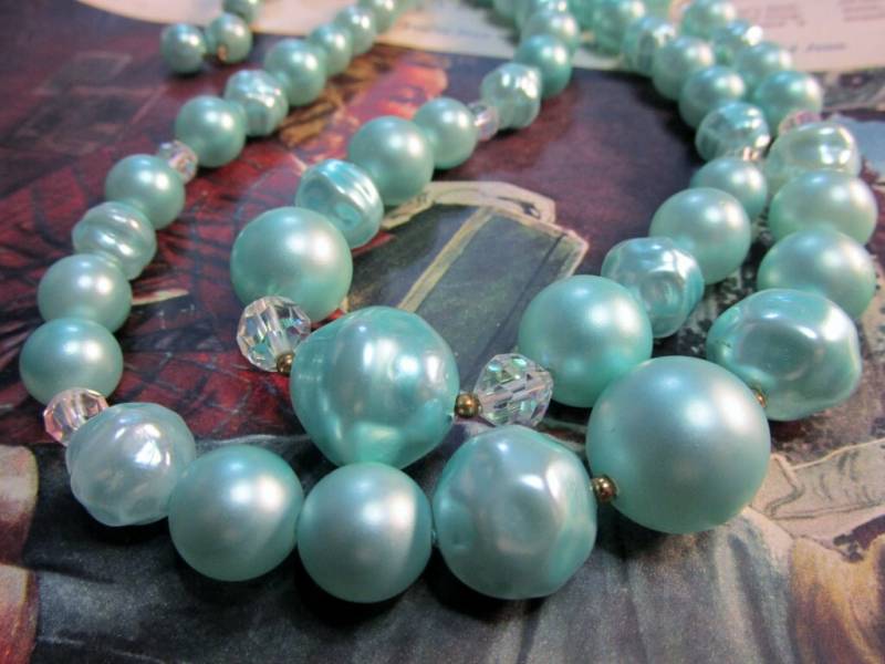 Halskette Doppelstrang Der Graduierung Aqua Perlen von ExquisitelyBridal