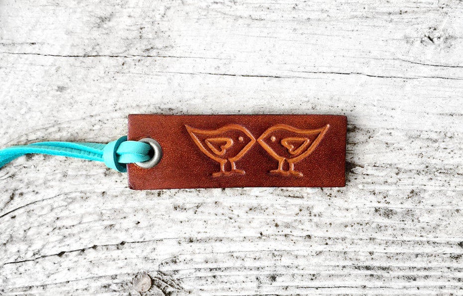 Küssende Vögel Leder Keychain, Paare Jahrestagsgeschenk von ExsectInc