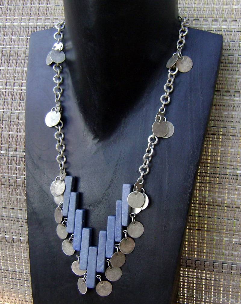 Blaue Korallen Silber Kette Halskette Anhänger von ExternalDesigns