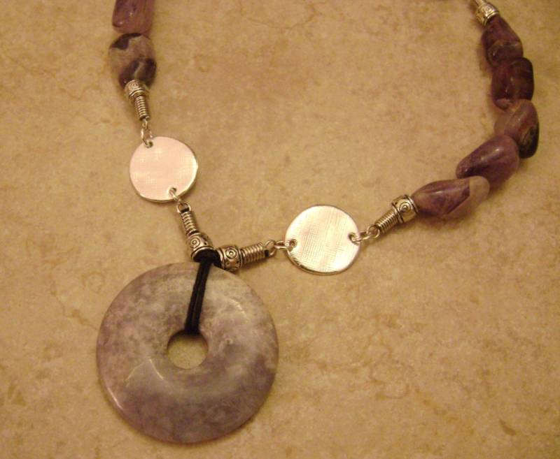 Chunky Amethyst Groß Stein Anhänger Perlen Halskette von ExternalDesigns