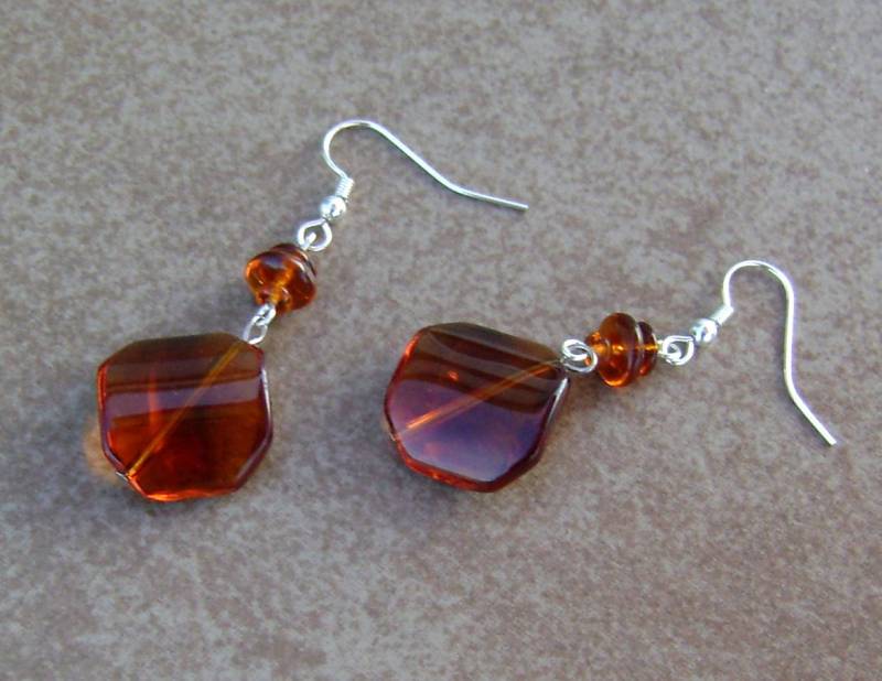 Herbst Braun Glas Perlen Ohrringe Silber Charm von ExternalDesigns