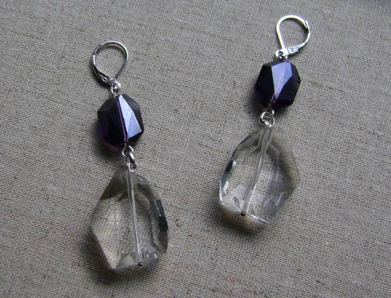 Lust Auf Lila & Klaren Facettierten Kristall Glas Charme Ohrringe von ExternalDesigns