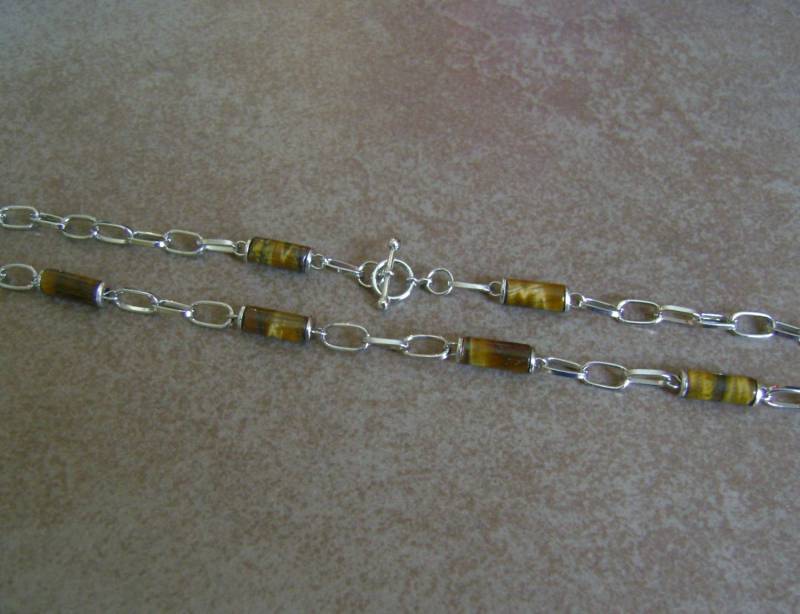 Men's Tiger Eye Stein Perlen Silber Kette Halskette von ExternalDesigns