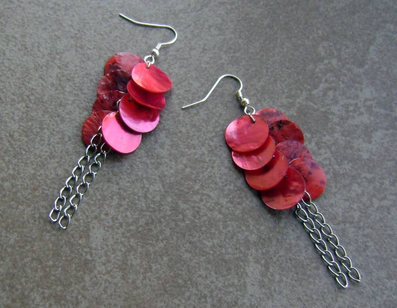 Rot Geschichtet Shell Mutter Der Perle Kette Perlen Silber Ohrringe von ExternalDesigns