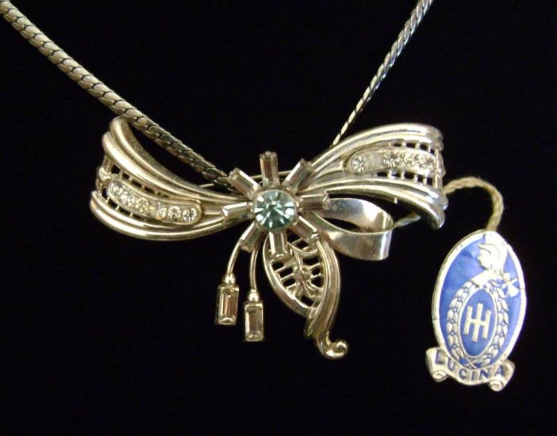 Vintage Sterling Silber Lucina Facettierten Kristall Anhänger Brosche Pin Halskette von ExternalDesigns