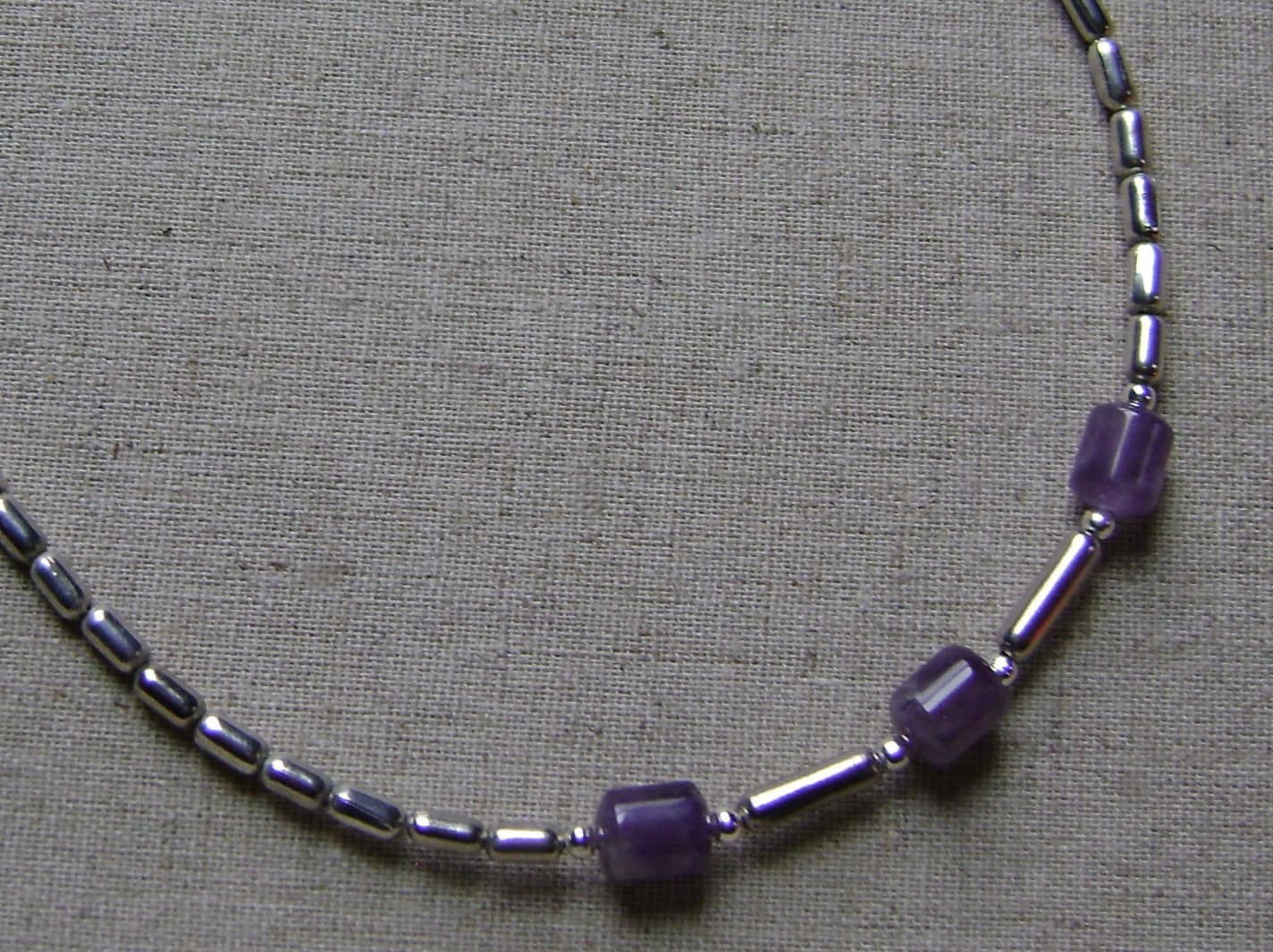 sterling Silber Amethyst Quarz Perlen Halskette von ExternalDesigns