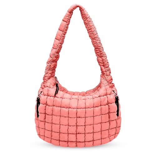 Extolove Puffy Tote Bag Large Quilted Puffer Purse Lightweight Padding Carryall Hobo Puff Shoulder Bags for Women, wassermelone, Large von Extolove