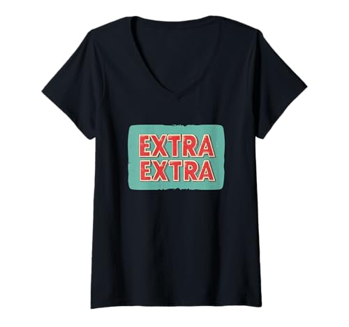 Damen Lustiges Extra Extra Rede für Jungen und Mädchen T-Shirt mit V-Ausschnitt von Extra Outfit
