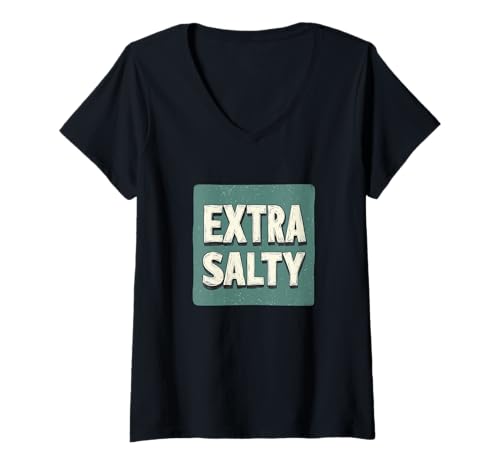Damen Pretty Salty Statement Kostüm für Erwachsene und Kinder T-Shirt mit V-Ausschnitt von Extra Salty Outfit