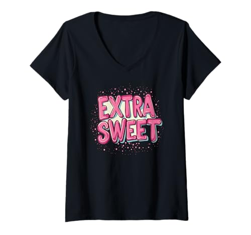 Damen Lustiges extra süßes Kostüm für Jungen und Mädchen T-Shirt mit V-Ausschnitt Damen Lustiges extra süßes Kostüm für Jungen und Mädchen T-Shirt mit V-Ausschnitt von Extra Sweet Outfit
