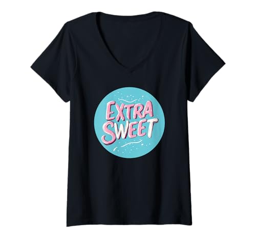 Damen Lustiges extra süßes Logo T-Shirt mit V-Ausschnitt Damen Lustiges extra süßes Logo T-Shirt mit V-Ausschnitt von Extra Sweet Outfit