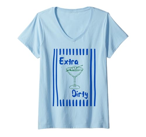 Damen Extra Dirty Martini Cocktail Old Money Aesthetic Martini T-Shirt mit V-Ausschnitt von Extra dirty martini cocktail
