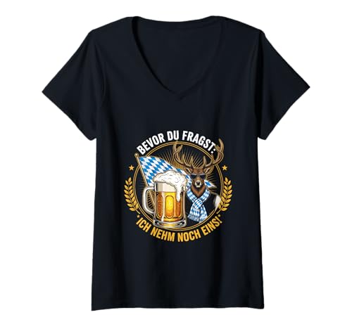 Damen ICH NEHM NOCH EINS! Hirsch Oktoberfest Lederhosen Tracht T-Shirt mit V-Ausschnitt Damen ICH NEHM NOCH EINS! Hirsch Oktoberfest Lederhosen Tracht T-Shirt mit V-Ausschnitt von Extrem Cooler Lausbua Trachten Hirsch Kollektion