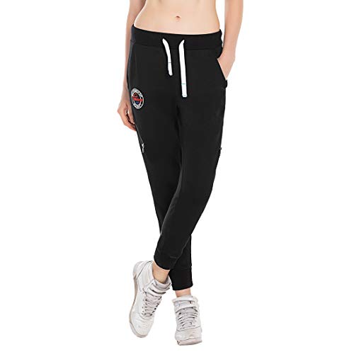 Extreme Pop Damen Lange Jogginghose mit Knie-Reißverschluss und Sporthose (L, Schwarz) von Extreme Pop