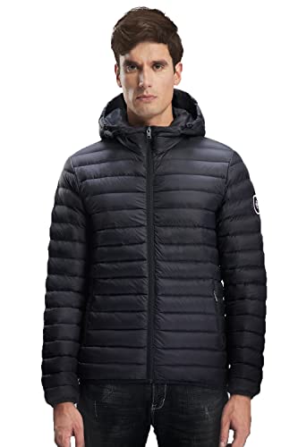 Extreme Pop Herren Daunenjacke mit Kapuze aus reinweißer Gänsedaunen Britischer Marke (L, Schwarz1) von Extreme Pop