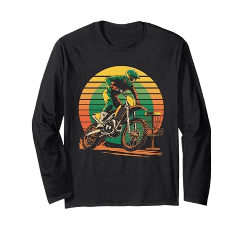Lustiger Spruch Motocross trifft Disc Golf Combo Win Women Men Langarmshirt von Extreme Sports Basket Chains Rider Retro Vibes