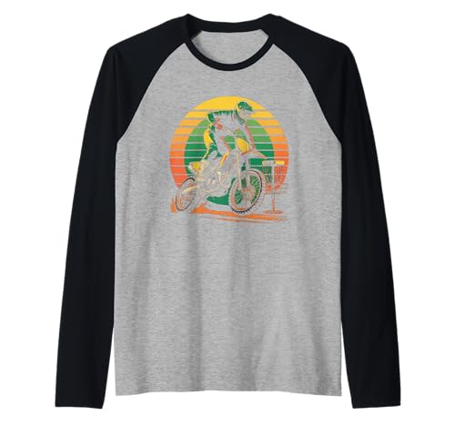 Lustiger Spruch Motocross trifft Disc Golf Combo Win Women Men Raglan von Extreme Sports Basket Chains Rider Retro Vibes