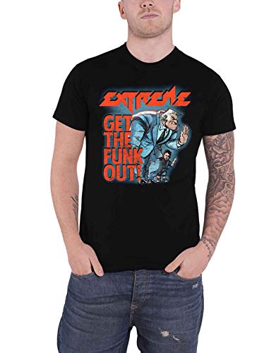 Extreme T Shirt Get The Funk Out Bouncer Band Logo Nue offiziell Herren Schwarz S von Extreme