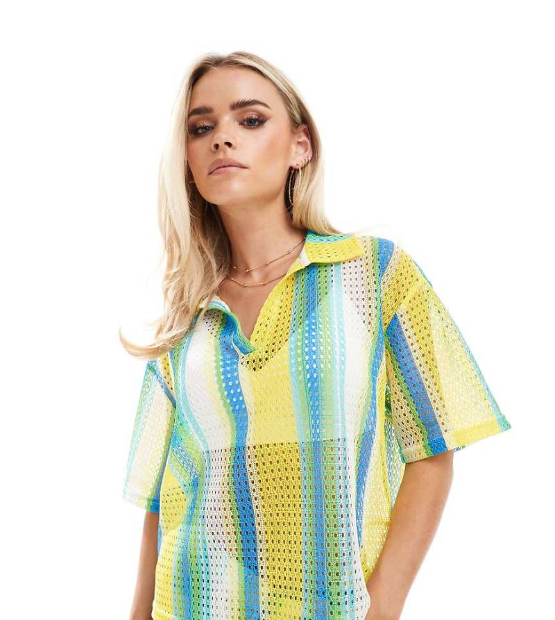 Extro & Vert Petite - Gestreiftes Häkelhemd mit bunten Streifen, Kombiteil von Extro & Vert Petite